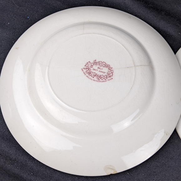 2 Jenny Lind 1795 redware plates *chips* stains* - Picture 9 of 9